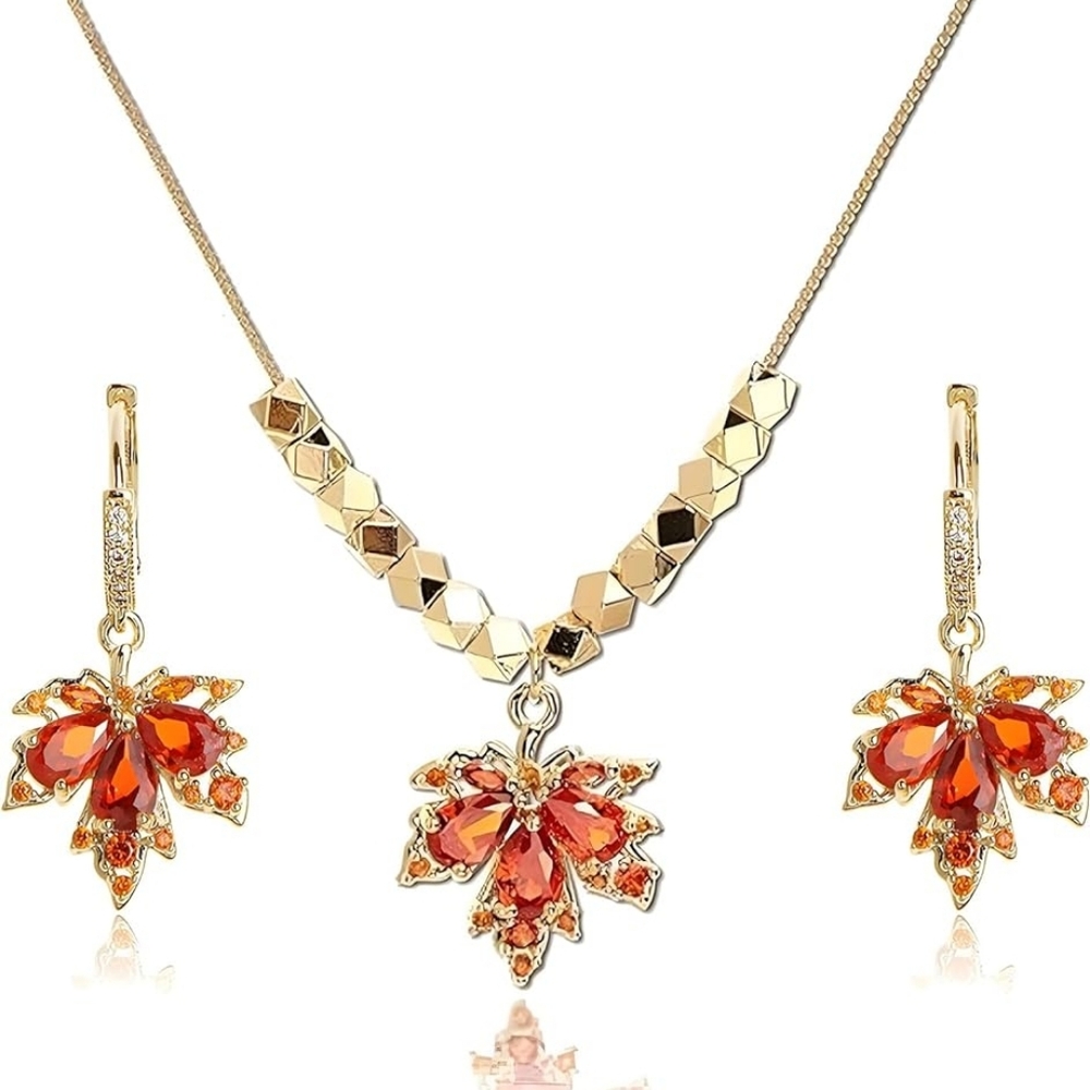 Elegant Gold and Orange Jewelry Set